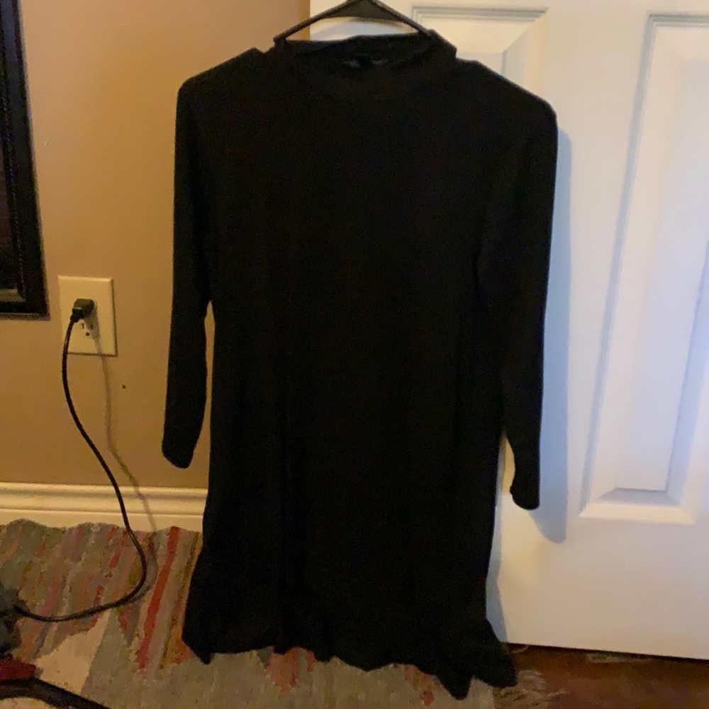 High neck black Tshirt dress